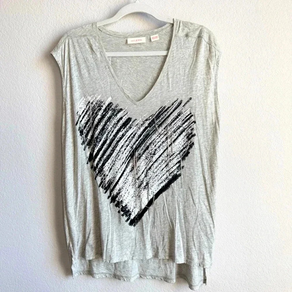 sass & bide Tops - Sass & Bide Women’s Light Gray Heart String Chain Embellished Boho Shirt Size M